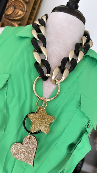 Necklace long Star & heart