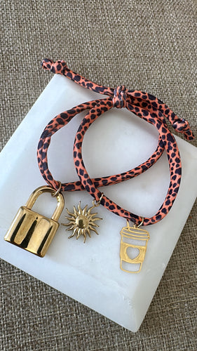 Lock, sun & coffee bracelet