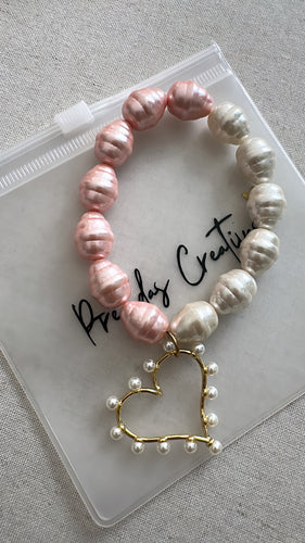 Bracelet pearls & heart