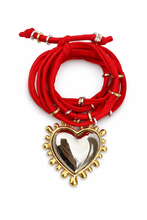 Load image into Gallery viewer, Heart licra bracelet red