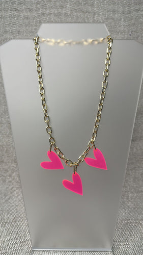 Hearts neon pink chain