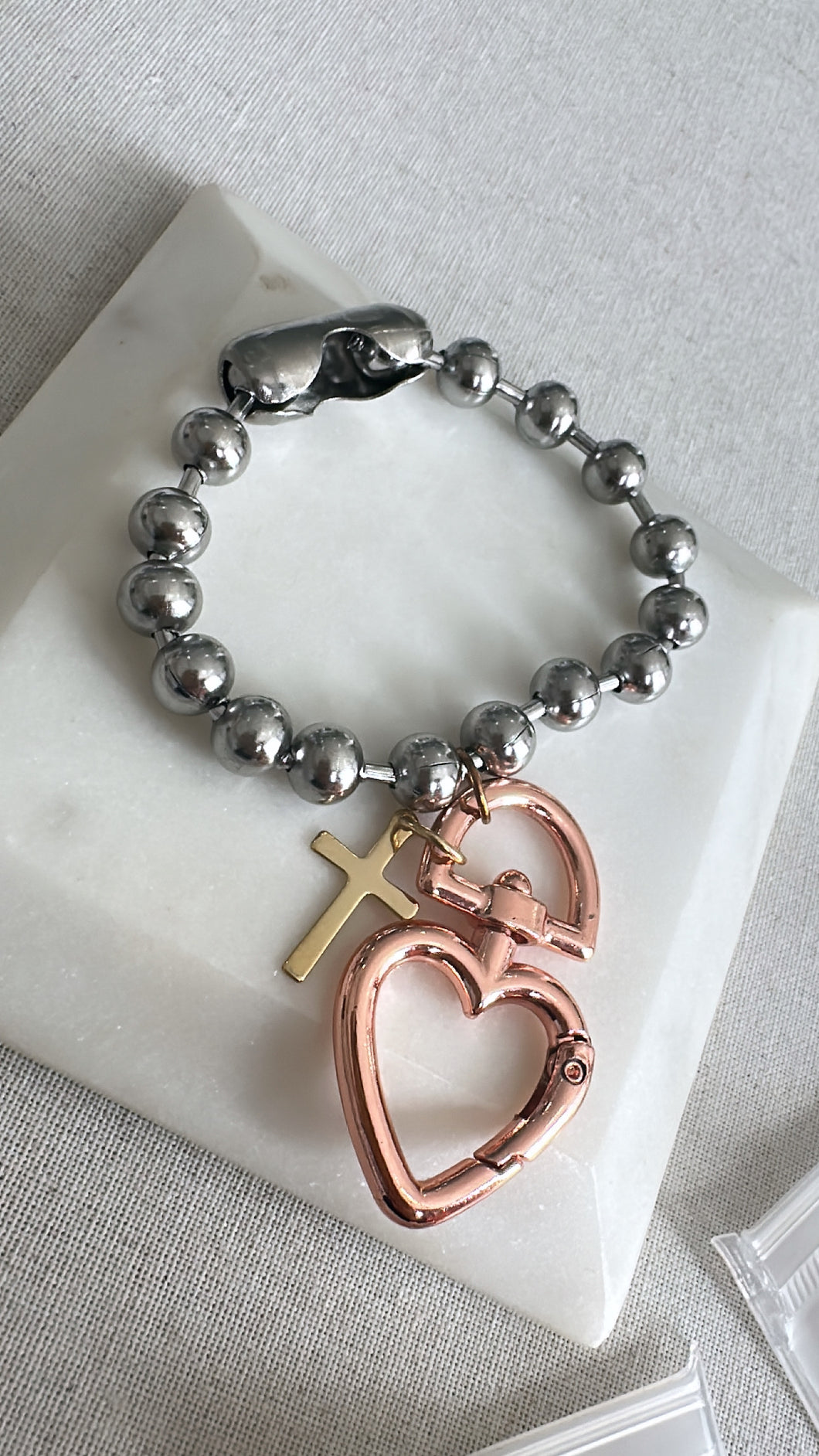 Heart & cross bracelet