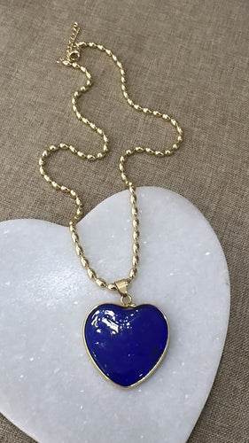 Necklace heart blue