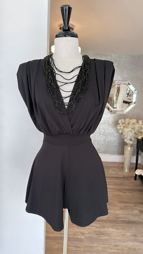 Multi necklace black & gold
