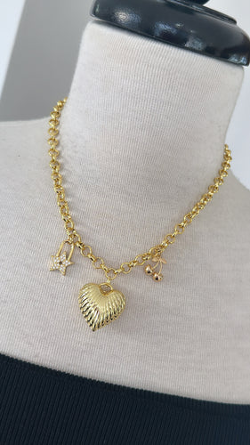 Star lock, heart & cherry chain