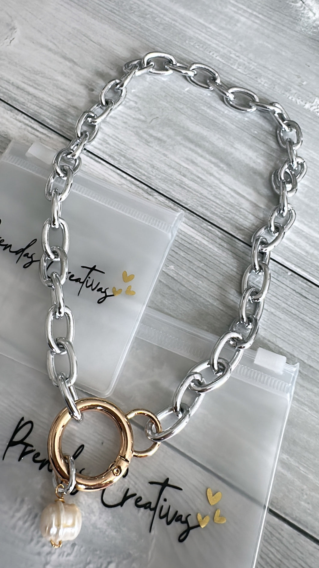 Chain two tone & pearl