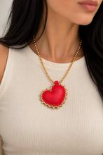 Load image into Gallery viewer, Big red heart chain