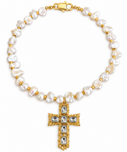 Load image into Gallery viewer, Cross pearls necklace
