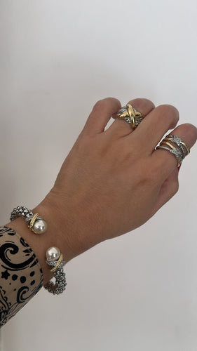 Chunky X & pearls bracelet