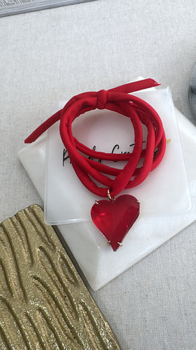 Licra bracelet & heart red