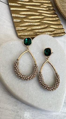Green & shine gold earrings
